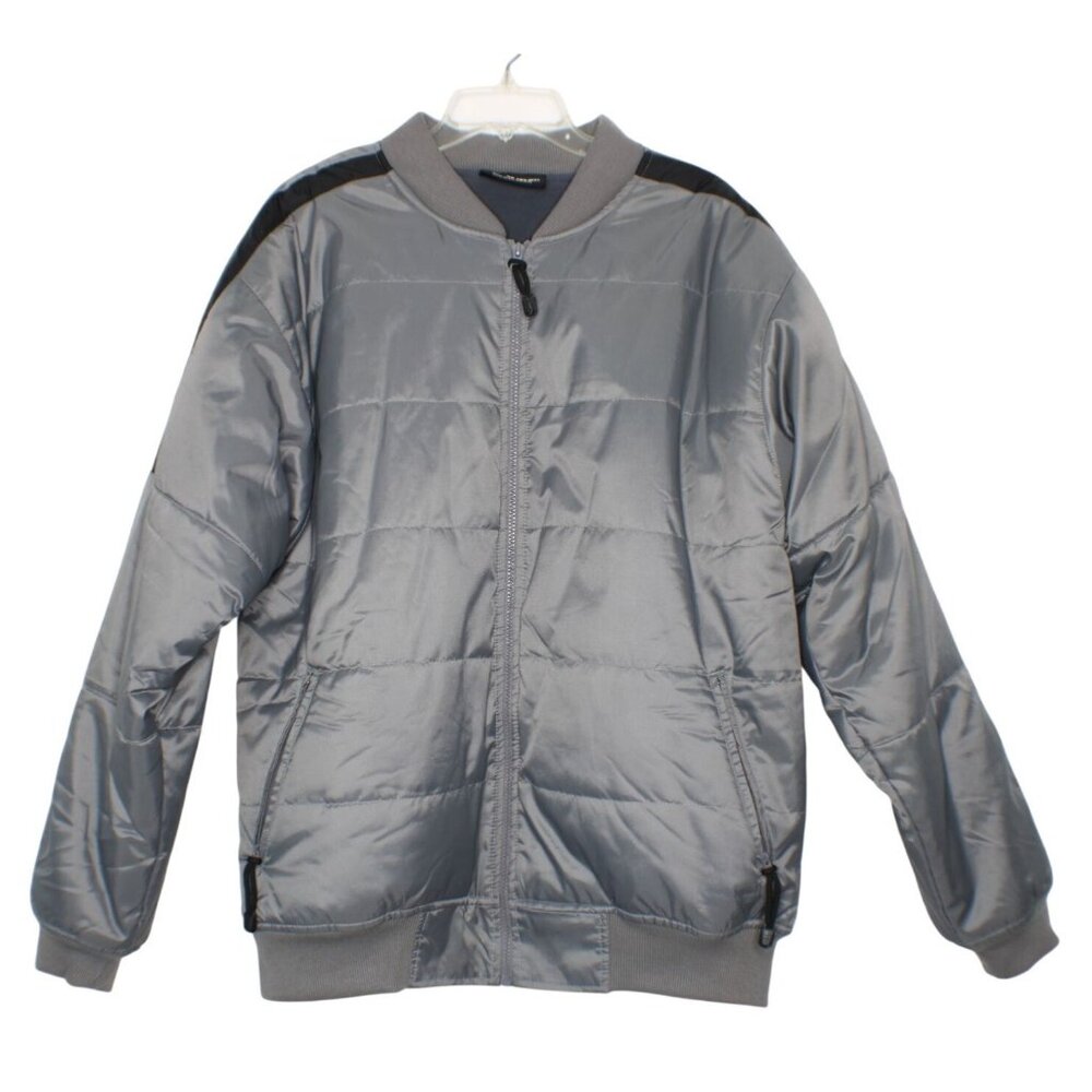 Vintage Wilson Mens Large Gray Bomber Jacket Nylon Polyester Fleece Lined Coat